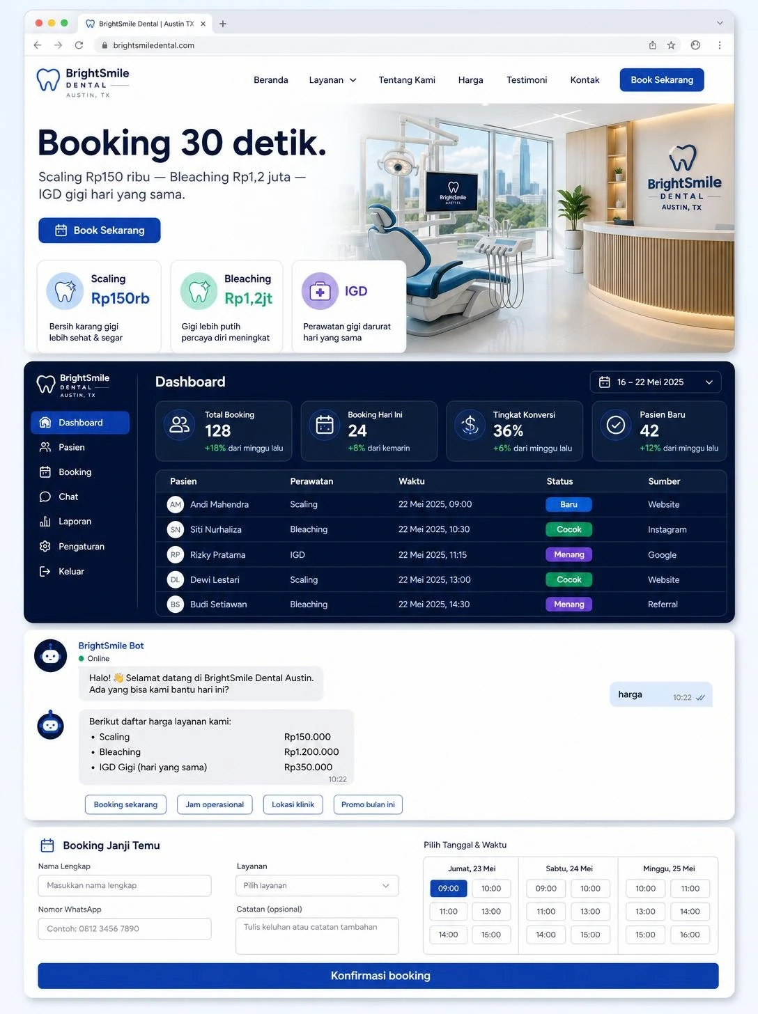 Contoh website Dental Clinic — BrightSmile Dental